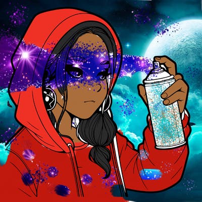 a realistic girl, spray painting