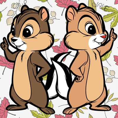 two tamias standing up split realistic