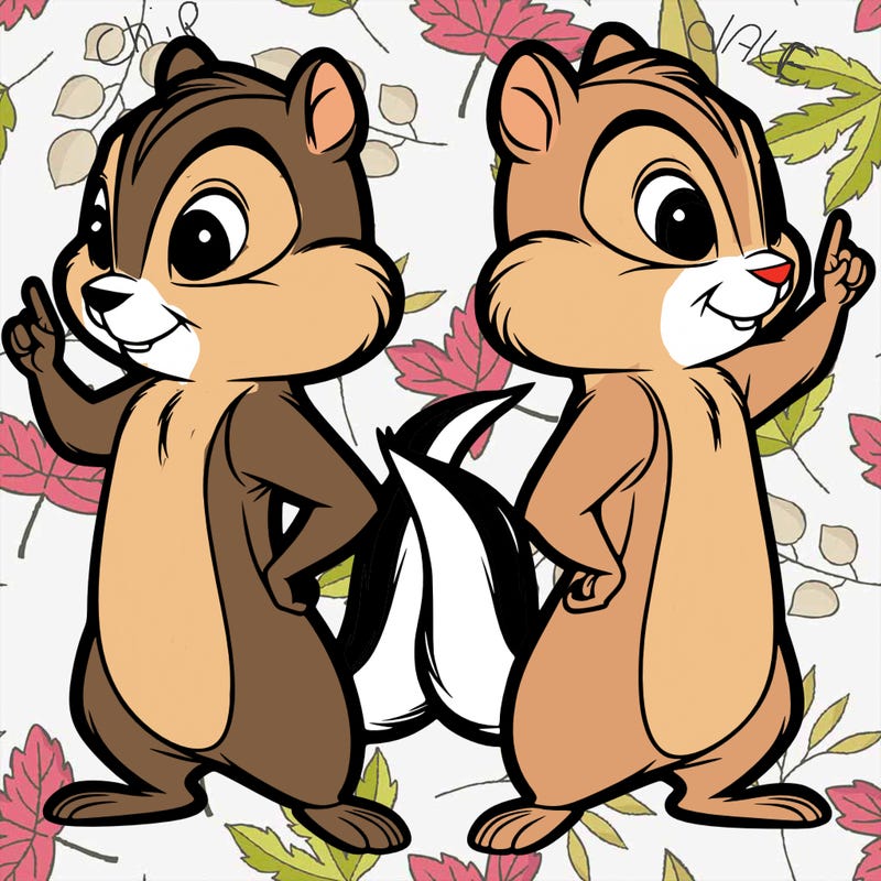 two tamias standing up split realistic