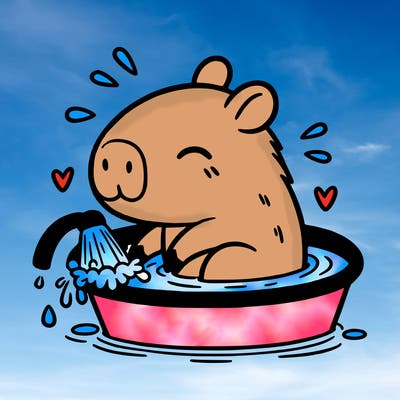 capybara taking a bath