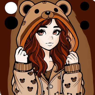 realistic girl in a animal pjs hoodie