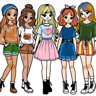 a group of five girls