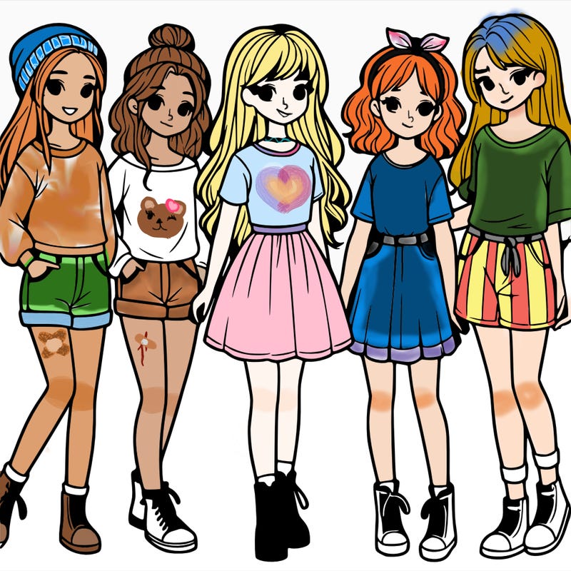 a group of five girls