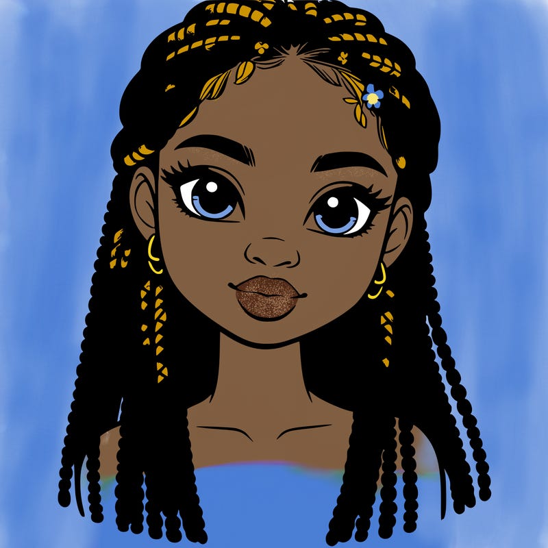 a realistic black girl with braids