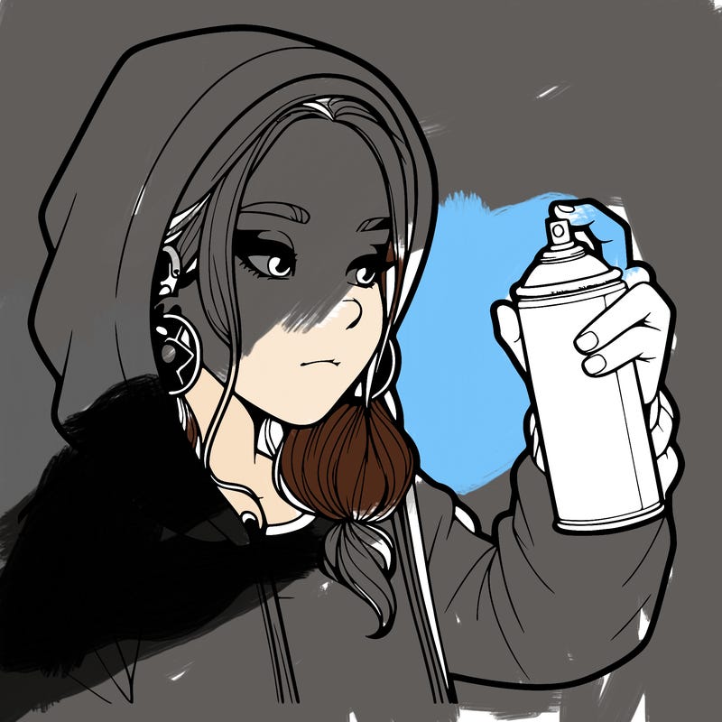 a realistic girl, spray painting