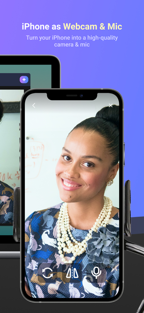 iPhone usado como webcam y micrófono de alta calidad para PC