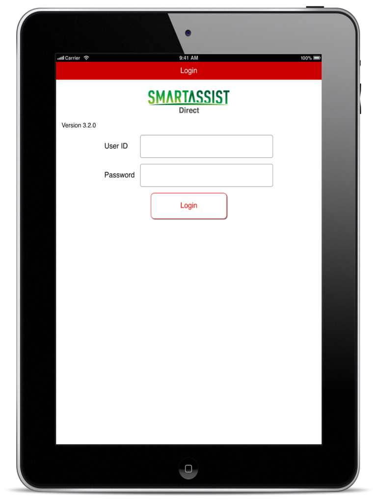 Login page for the Yanmar SA-Direct diagnostic iPad application