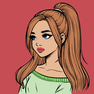 realistic girl with a high ponytail
