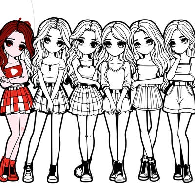 a group of girls realistic