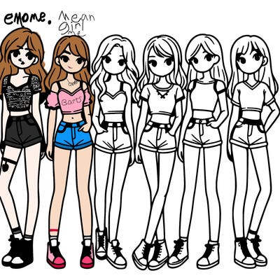 a group of girls wearing crop tops and shorts