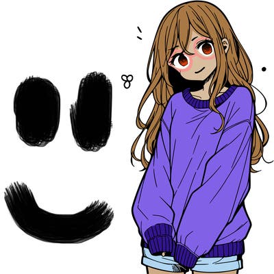 manga teen girl  in a sweater and baggy pants