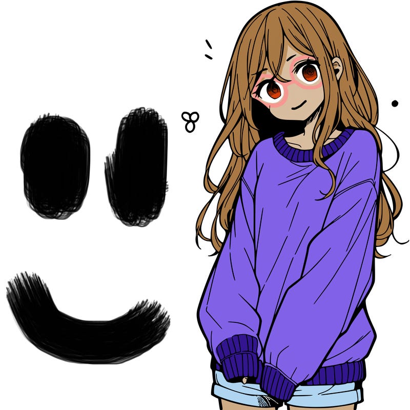 manga teen girl  in a sweater and baggy pants