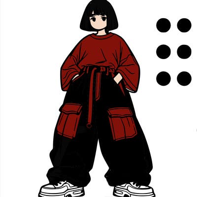 girl with baggy jeans and oversized shirt