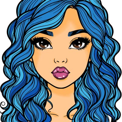 realistic girl with wavy hair and lips