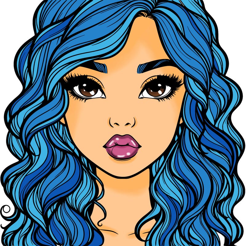 realistic girl with wavy hair and lips