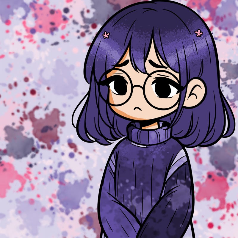 sad girl with glasses in a sweater