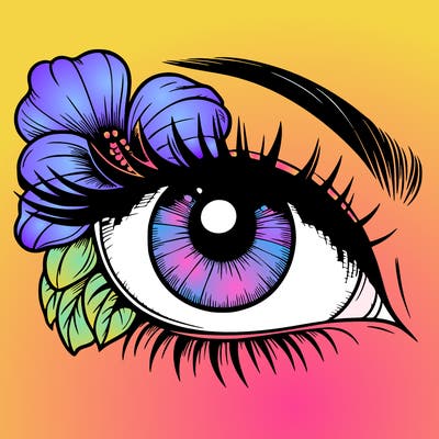 realistic eye with flower