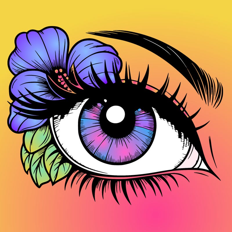 realistic eye with flower
