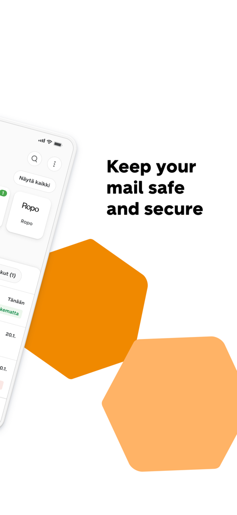 OmaPosti - OmaPosti app screen displaying the text Keep your mail safe and secure