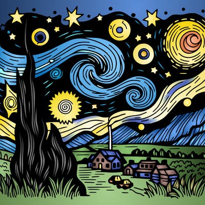 starry night van gogh realistic