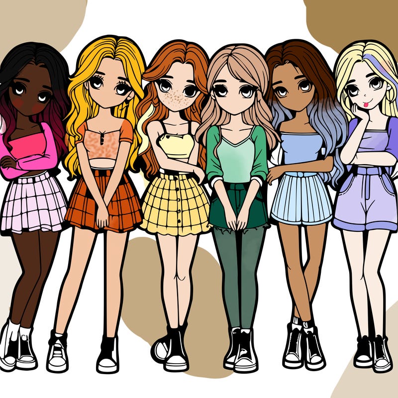 a group of girls realistic