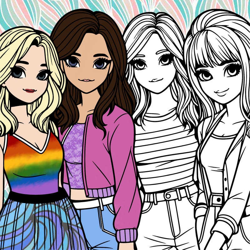 a group of girls realistic
