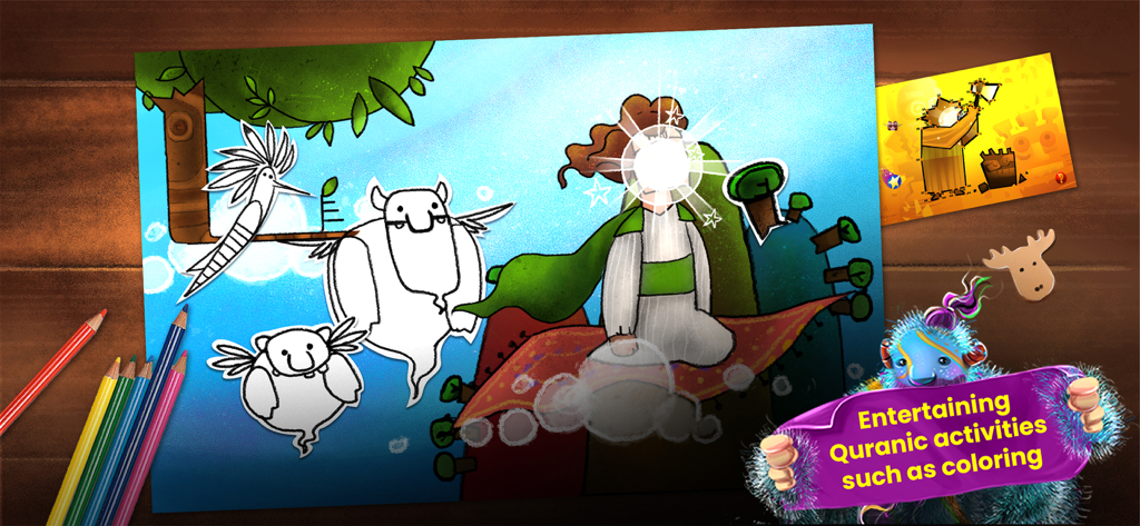 Digital coloring activity for children featuring stories from the Quran