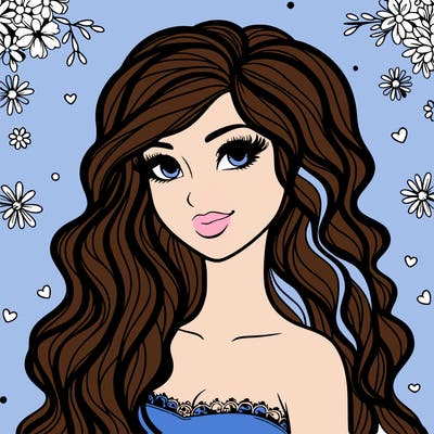 pretty woman with long wavy hair