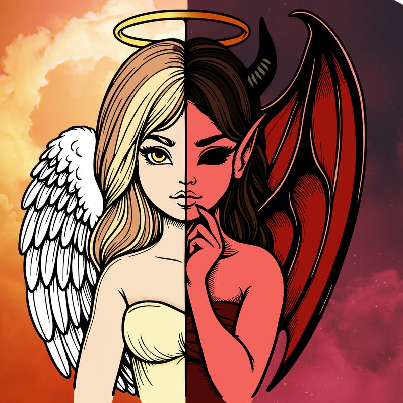 realistic angel half demon