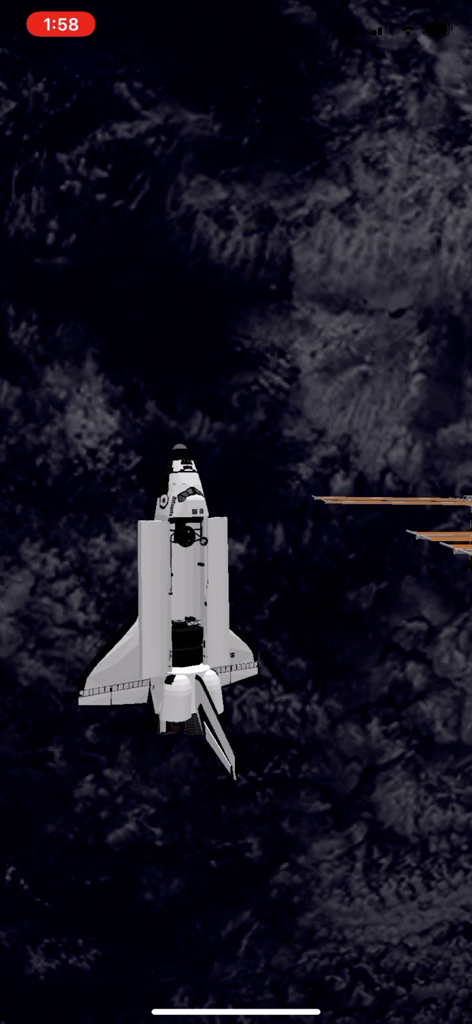 Space Shuttle AR - 3D Space Shuttle model with open cargo doors in a dark space environment