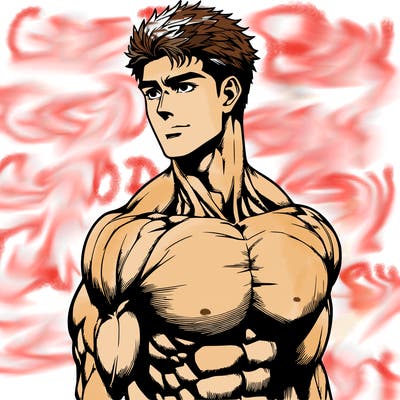 realistic manga muscular man