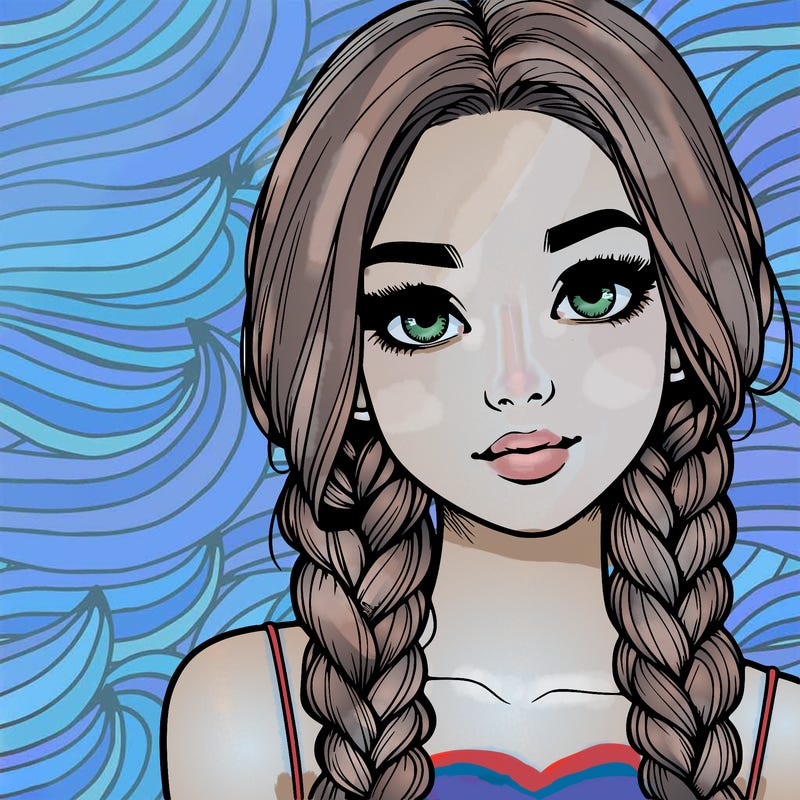 realistic girl with braids
