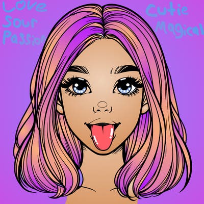 realistic girl with her tongue out