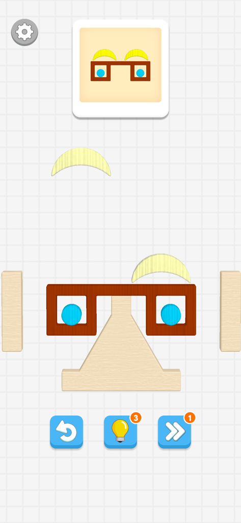 Color Block Builder - Gameplay di Color Block Builder che mostra blocchi disposti per adattarsi a un motivo facciale utilizzando la simulazione fisica.