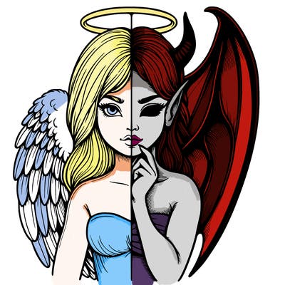 realistic angel half demon