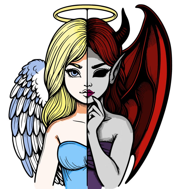 realistic angel half demon