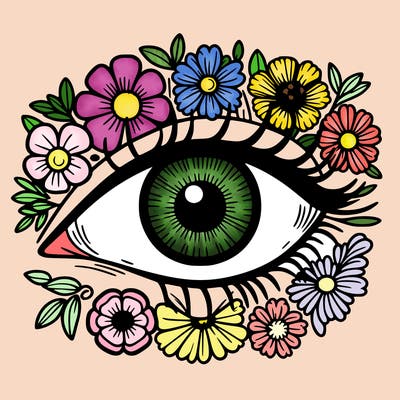 eye with flowers