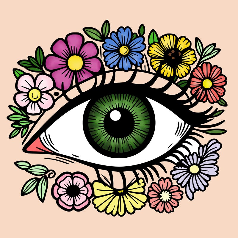 eye with flowers