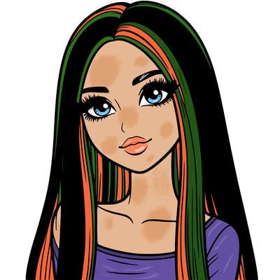 realistic girl with straight and long hair