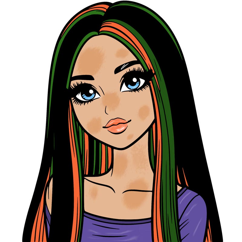 realistic girl with straight and long hair