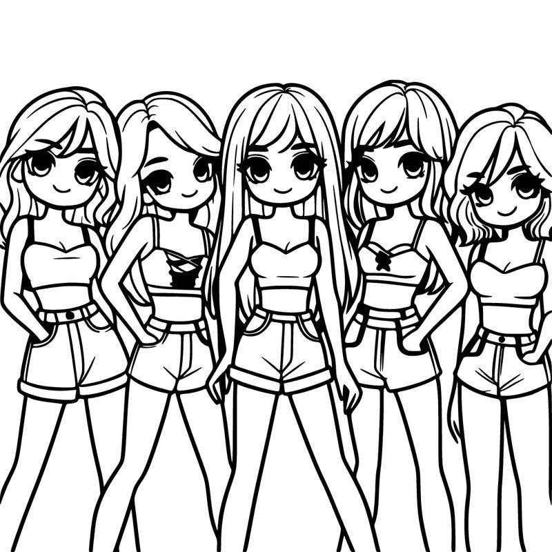 a group of girls wearing crop tops and shorts