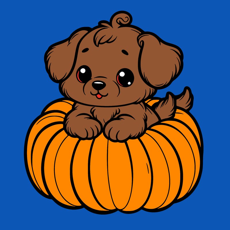 cute little puppy in a pumpkin