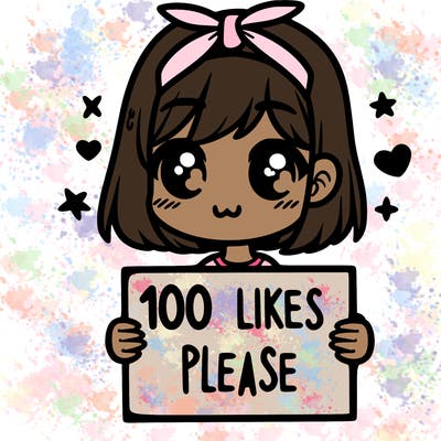 girl holding sign saying 100 likes please