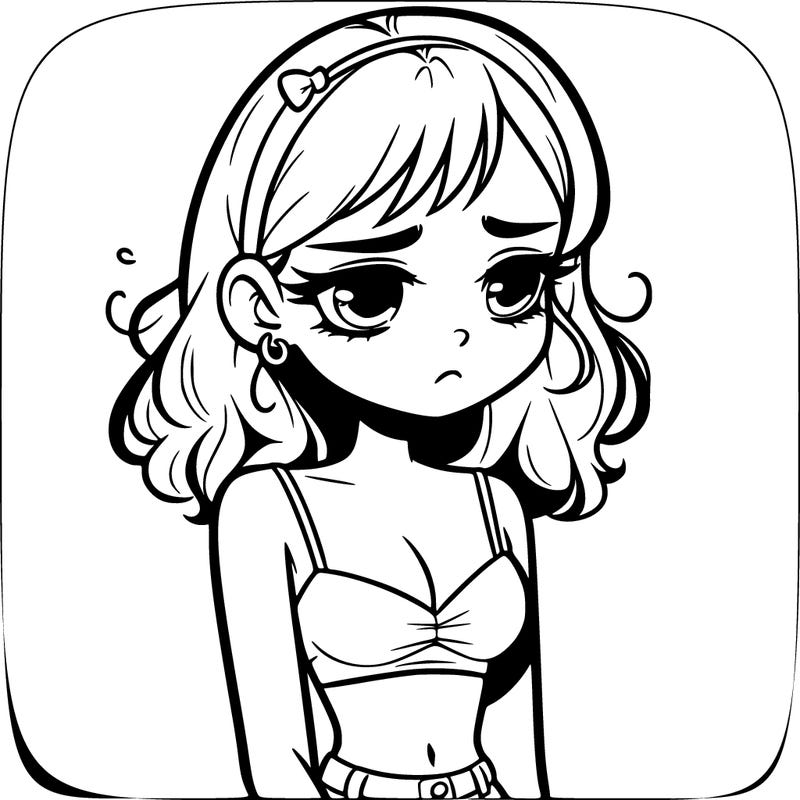 sad girl in crop top