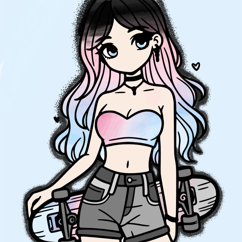 girl wearing crop top with skateboard