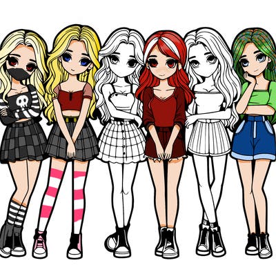 a group of girls realistic
