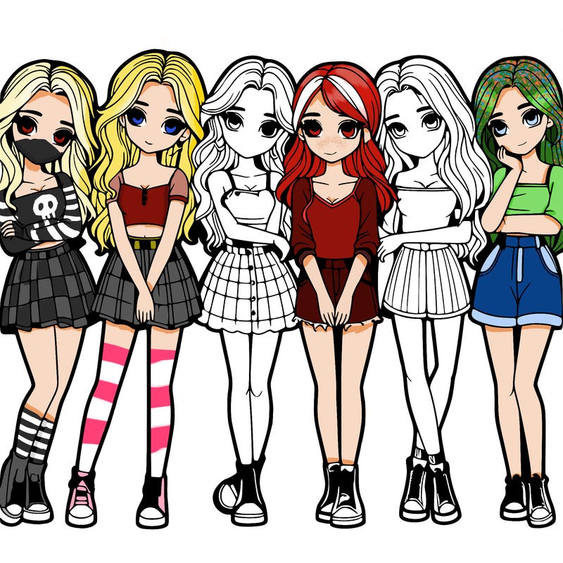 a group of girls realistic