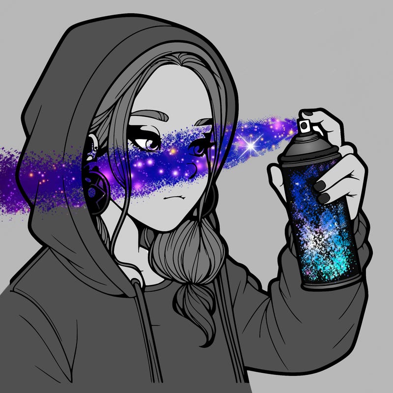 a realistic girl, spray painting