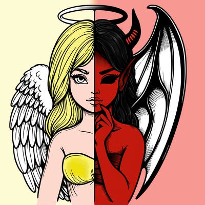 realistic angel half demon