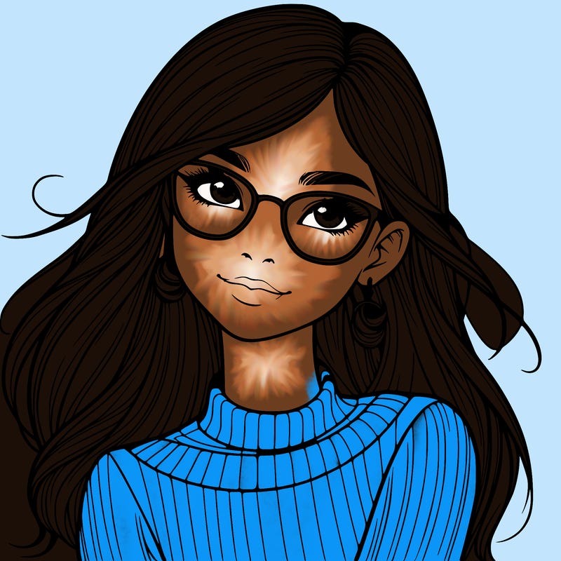 realistic girl with glasses
